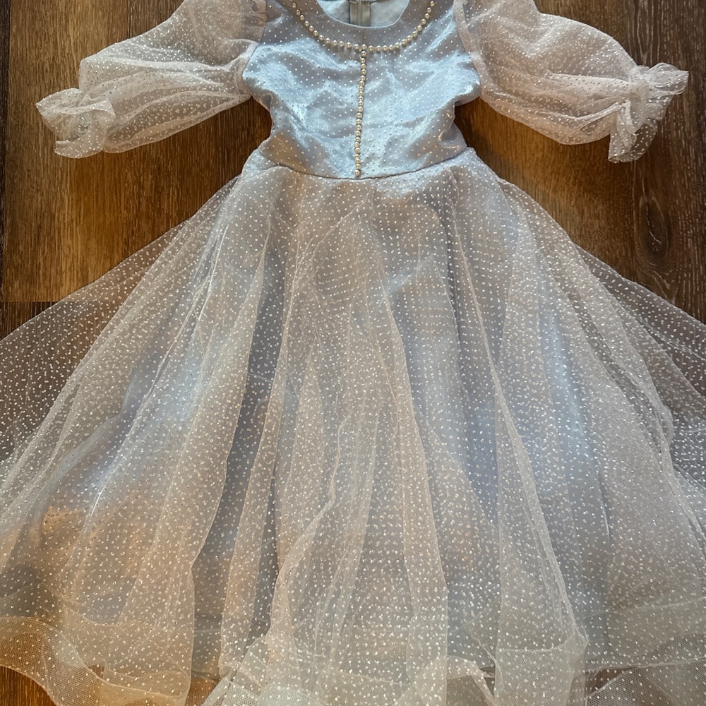 Custom Made Amazing Sparkle Blue White Frozen Elsa Dress Size 4-5 T - Picture 4 of 7